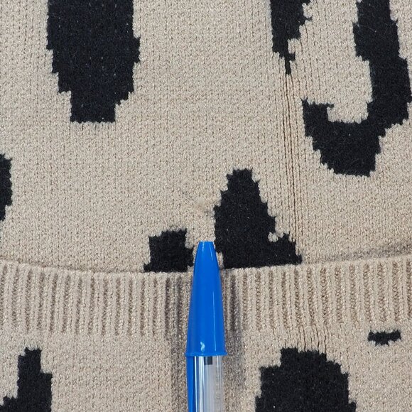 Zesica Sweater Cardigan Women Large Tan Leopard Open Front Duster Pockets Preppy - Picture 4 of 10